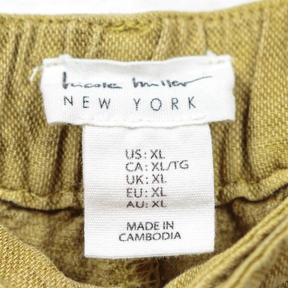 NICOLE MILLER Linen Lyocell Pull On Cargo Pants Relaxed Fit Lagenlook Ochre XL - Picture 8 of 9